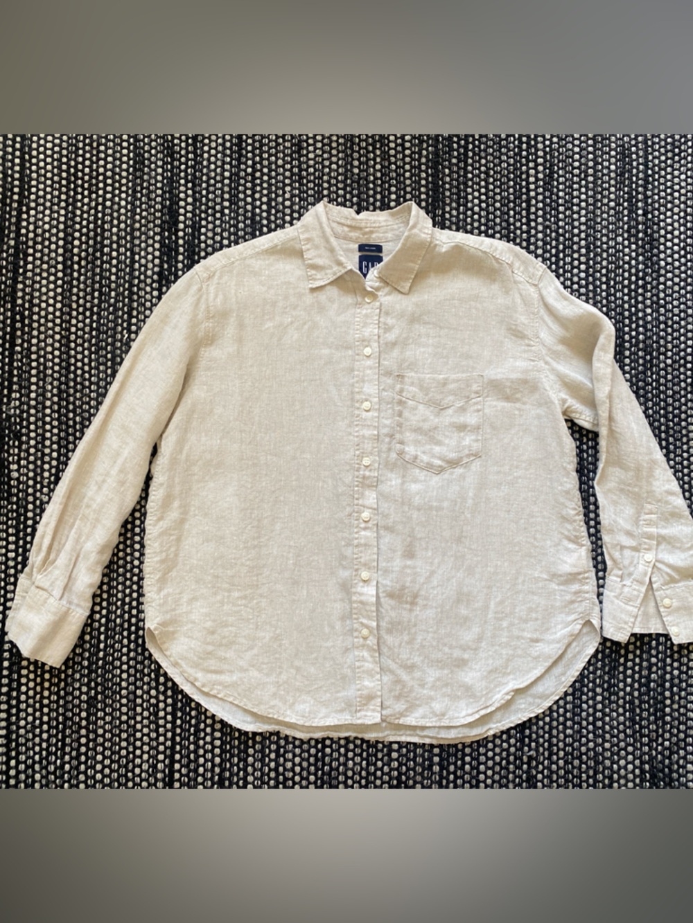 GAP Natural Beige Linen Button-Down Shirt